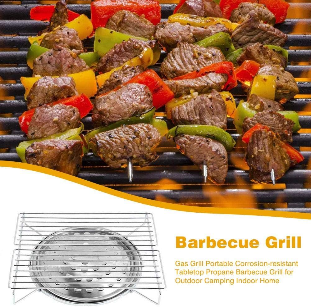 review Tabletop Propane Barbecue Grill,Portable Corrosion-Resistant Gas Grill,Solid Stainless Steel Cooking Grids for Outdoor Camping Indoor Home