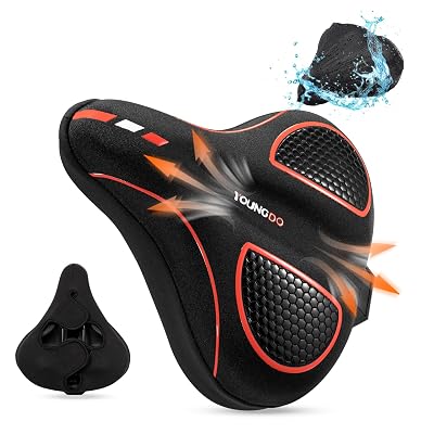 YOUNGDO Gel Bicycle Seat Cover Soft Dense Memory Foam Non-Slip Rain Cover