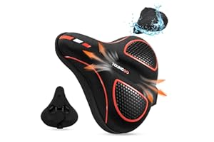 YOUNGDO Bike Seat Cushion with Waterproof Gel Bike Seat Cover, Bicycle Seat Cushion for Bike Seat, Shock Absorbing, Bike Cushion Fit for Peloton, BMX, MTB & Road