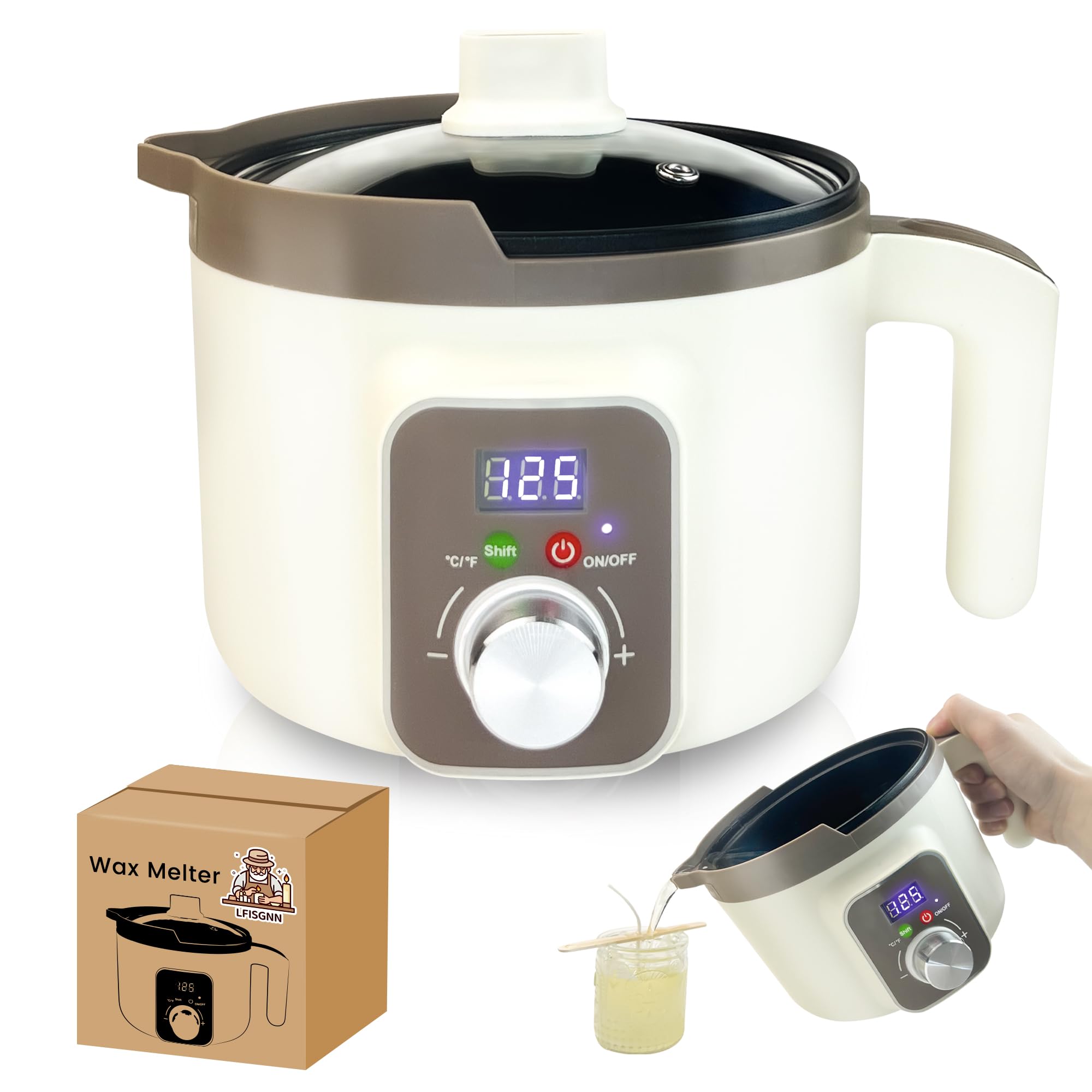 Photo 1 of LFISGNN Candle Smart Wax Melter for Candle Making with Digital Temperature Control, Candle Wax Melting Pot with Electric ?/? Control for Adults Begineers Making Candles