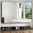 WONSTART Black Bathroom Mirror With Shelf - 24x20 Inch Rectangle Wall Mirror, Metal Frame, Hangs Horizontal Or Vertical - View #7