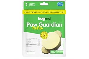 BugMD Paw Guardian Refill, Plant-Powered Flea & Tick Protection Tablets, 3 Count, 30-Day Protection, Natural Essential Oil Formula
