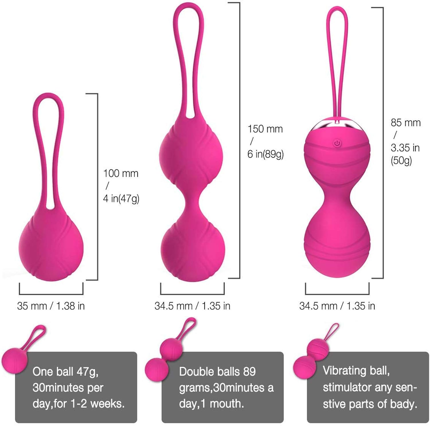 Abandship 2 in 1 Kegel Balls Kit - Kegel Exercise Weights Products for Women, 3 Weights Ben Wa Kegel Balls for Beginners & & Advanced, Doctor Recommended for Bladder Control and Pelvic Floor Training: Health & Personal Care