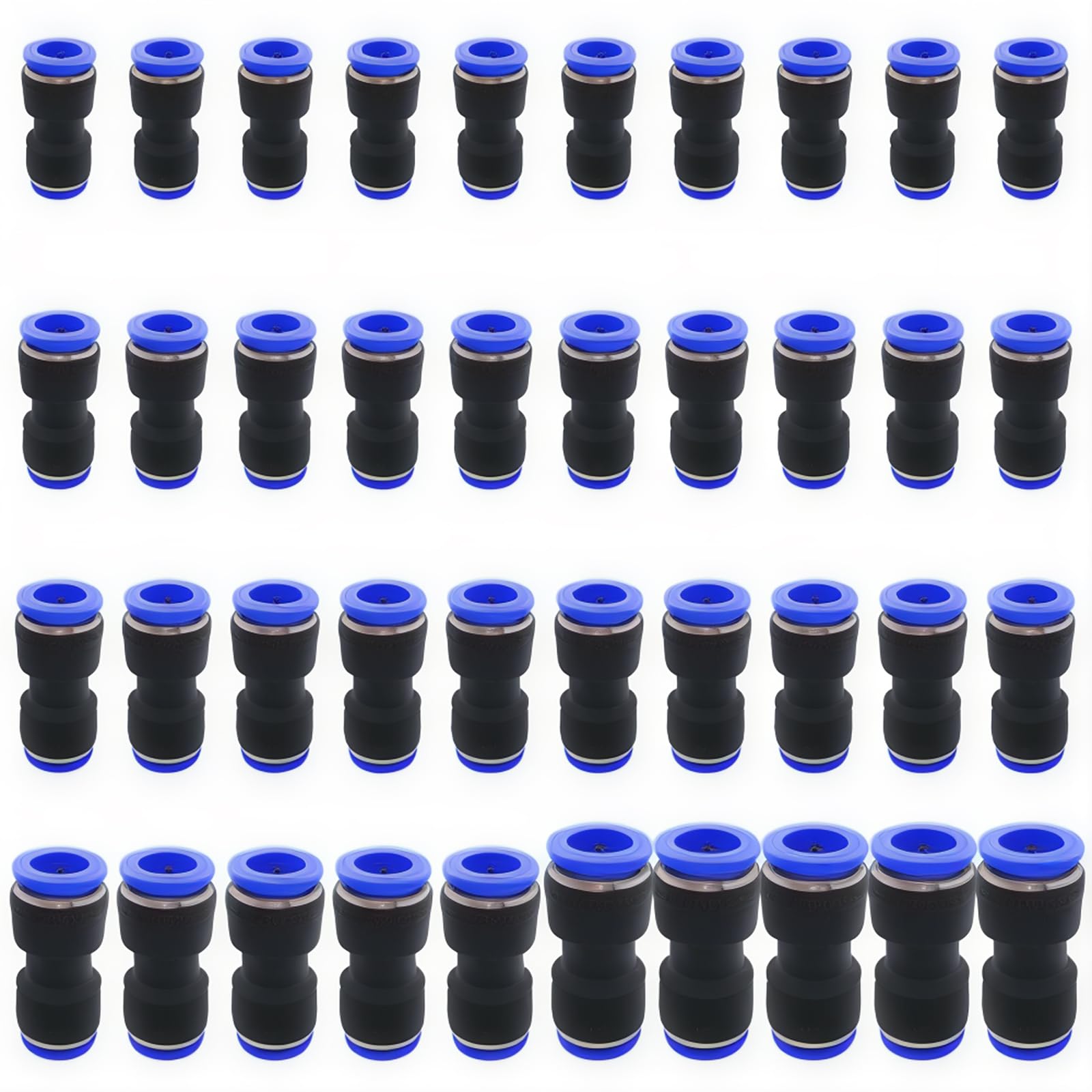 Dujelixa Plastic Push Fit Fittings Tube Connect Set, 40Pack: 4/6/8/10/12mm Combo