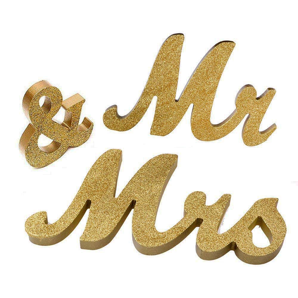 Photo 1 of Wedding Decorations,Gold Mr and Mrs Signs Wedding Sweetheart Table Decorations, Wooden Freestanding Letters Wedding Shower Gift