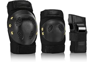 JeeFree Skateboard Pads Kids/Youth/Adult Shield Elbow Pads and Wrist Guards Protective Gear,Strong Double Straps&Adjustable Easy-Fix Clips for Skateboarding,Rollerblading,ScooterRoller,Skating,Bicycle