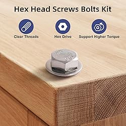 BNUOK (4 Sets) 3/8-16 x 4 Hex Head Screw Bolt,Lock