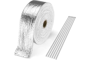 EZAUTO WRAP Silver Exhaust Pipe Insulation Thermal Heat Wrap 2" x 50' Motorcycle Header Protection Fiberglass Heat Shield 6x Stainless Ties