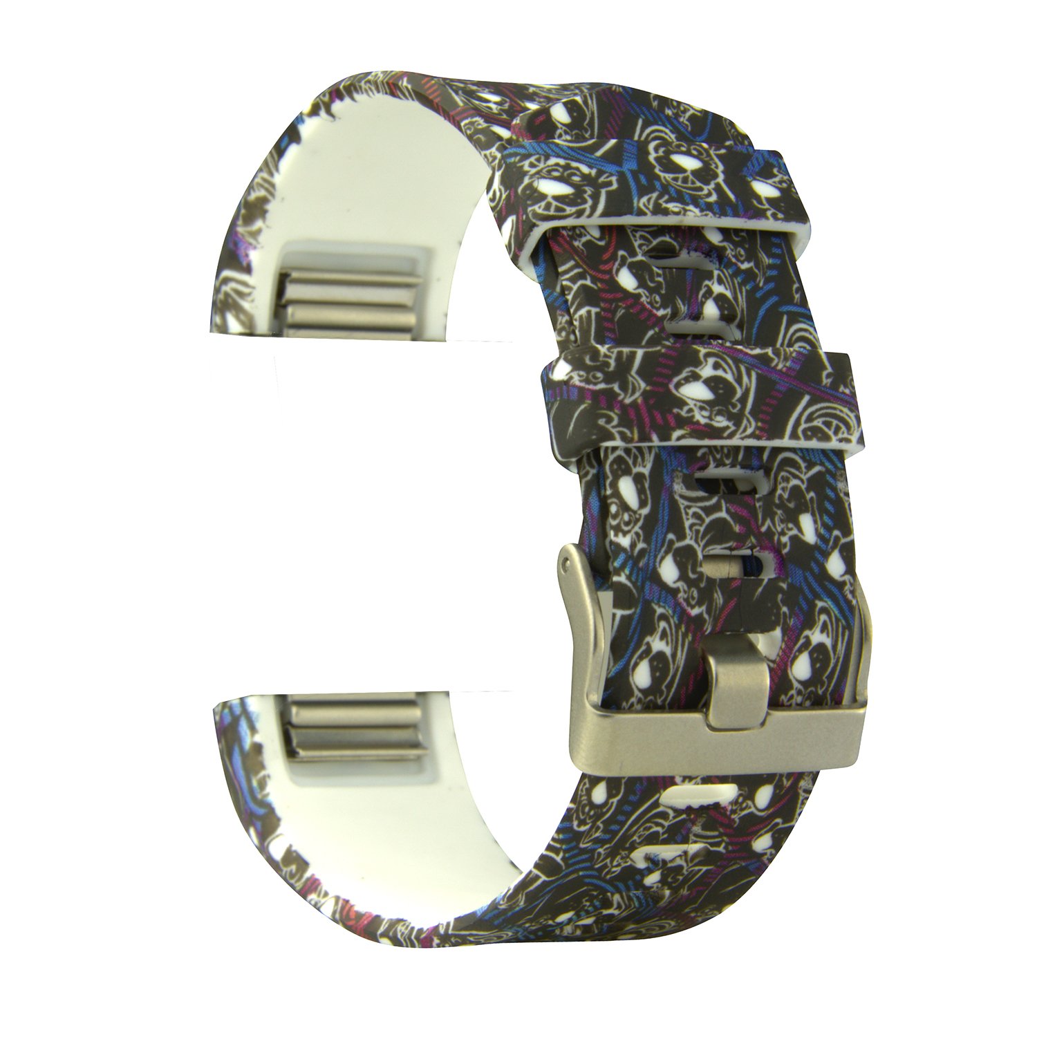 Fitbit Charge 2 Band,Soft Silicone Adjustable Replacement Sport Strap Floral Design Bands with Classic Buckle Fitness Accessory Wristband for Fitbit Charge2 (Pattern-4,Large (Wrist 6.5\