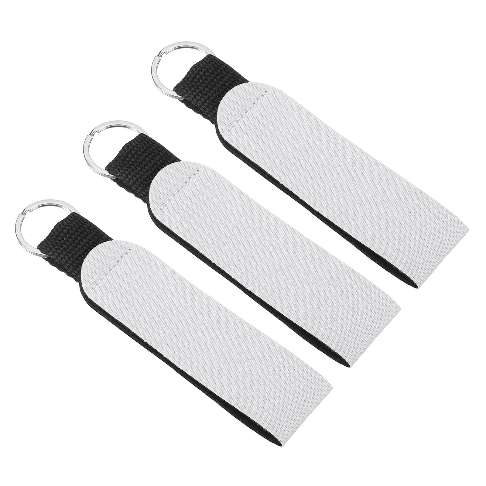PATIKIL Floating Neoprene Keychain, 3 Pcs Waterproof Buoyant Key Ring Sublimation Float Keychain for Outdoor Water Sports, White