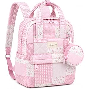 Mornbreeze Quilted Backpack for Women,Cute Backpack Purse | with Multiple Pockets and Detachable Coin Pouch, Lightweight Dayp