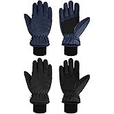 SATINIOR 2 Pairs Kids Waterproof Snow Gloves Boys Girls Windproof Winter Warm Ski Gloves for Cold Weather