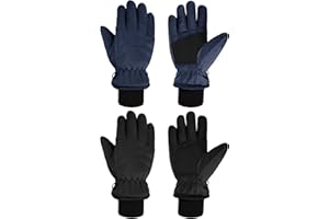 SATINIOR 2 Pairs Kids Waterproof Snow Gloves Boys Girls Windproof Winter Warm Ski Gloves for Cold Weather