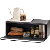 YAMAZAKI Home Tower Wide Bread Box Keeper Holder Container, Metal Bread Holder Saver, Large Counter Storage - Steel