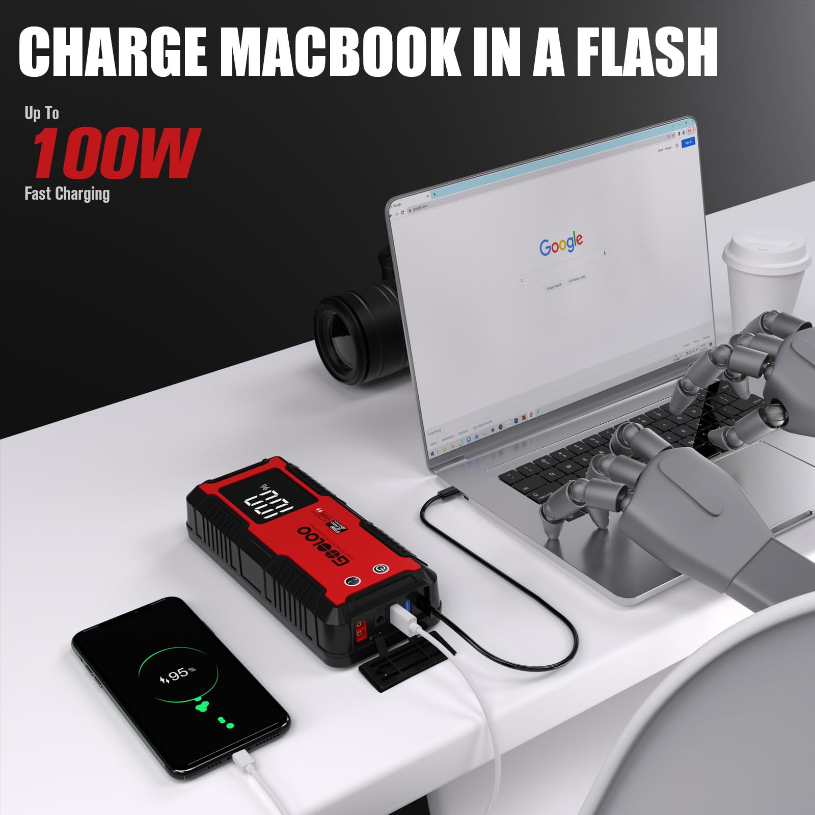 GOOLOO GT3000 Jump Starter 3000A With 100W 2-Way Fast Charging For 12V Batteries