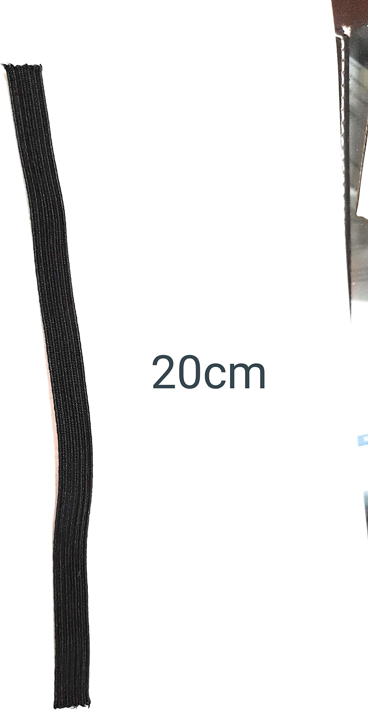 12mm 1/2 inch Elastic White Black Flat Woven Elastic Band for Sewing, Knitting, Waistbands and Arts & Craft (Black, Sample 20cm)