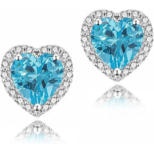 Uloveido Orecchini A Cuore In Zirconia Cubica Rossa E Blu – Placcati Oro Rosa, Leva Indietro, Moda Donna