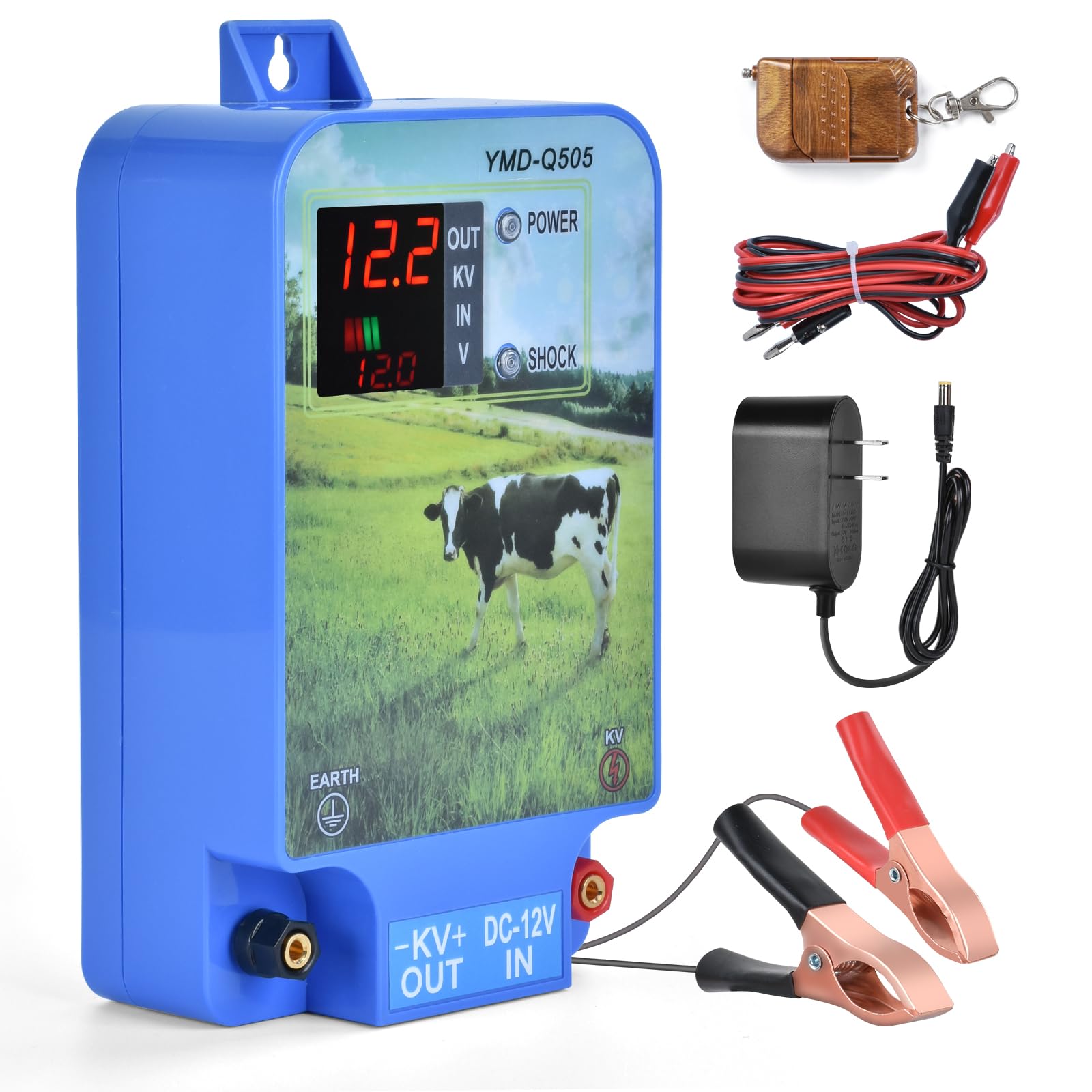 Photo 1 of Electric Fence Charger with Remote Control Switch,Multi-Powered 2Joule High-Power Output Fence Energizer with LED Display,12V Electric Fence Ideal for Livestock,Poultry, Gardens, Orchards Protection