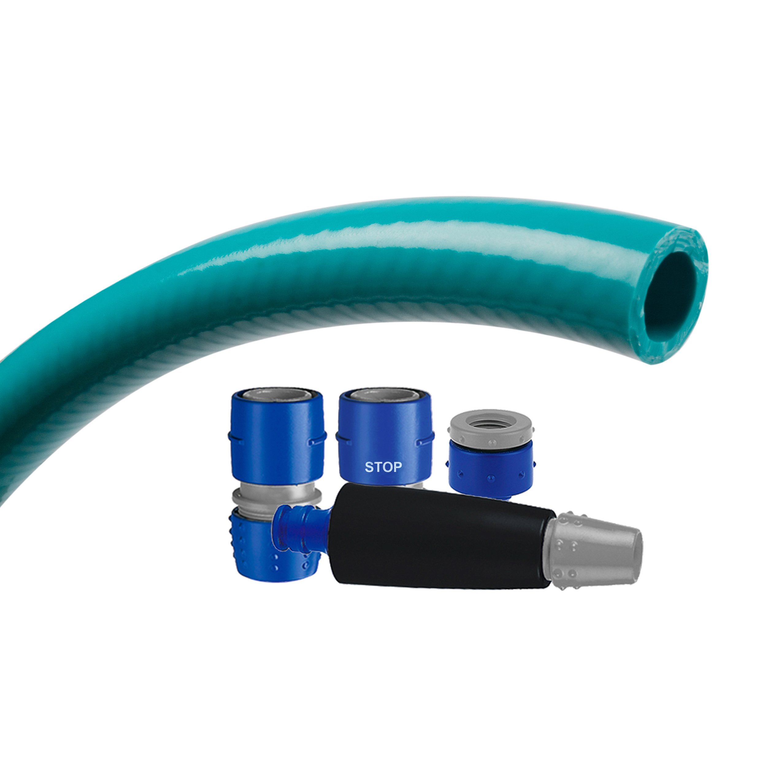 TATAY set TopFlex hose, in rolls of 25 m, with braided reinforcement, with anti-pinching system, cadmium and BpA free, and equipped with complete watering set, soft-touch and with anti-UV properties