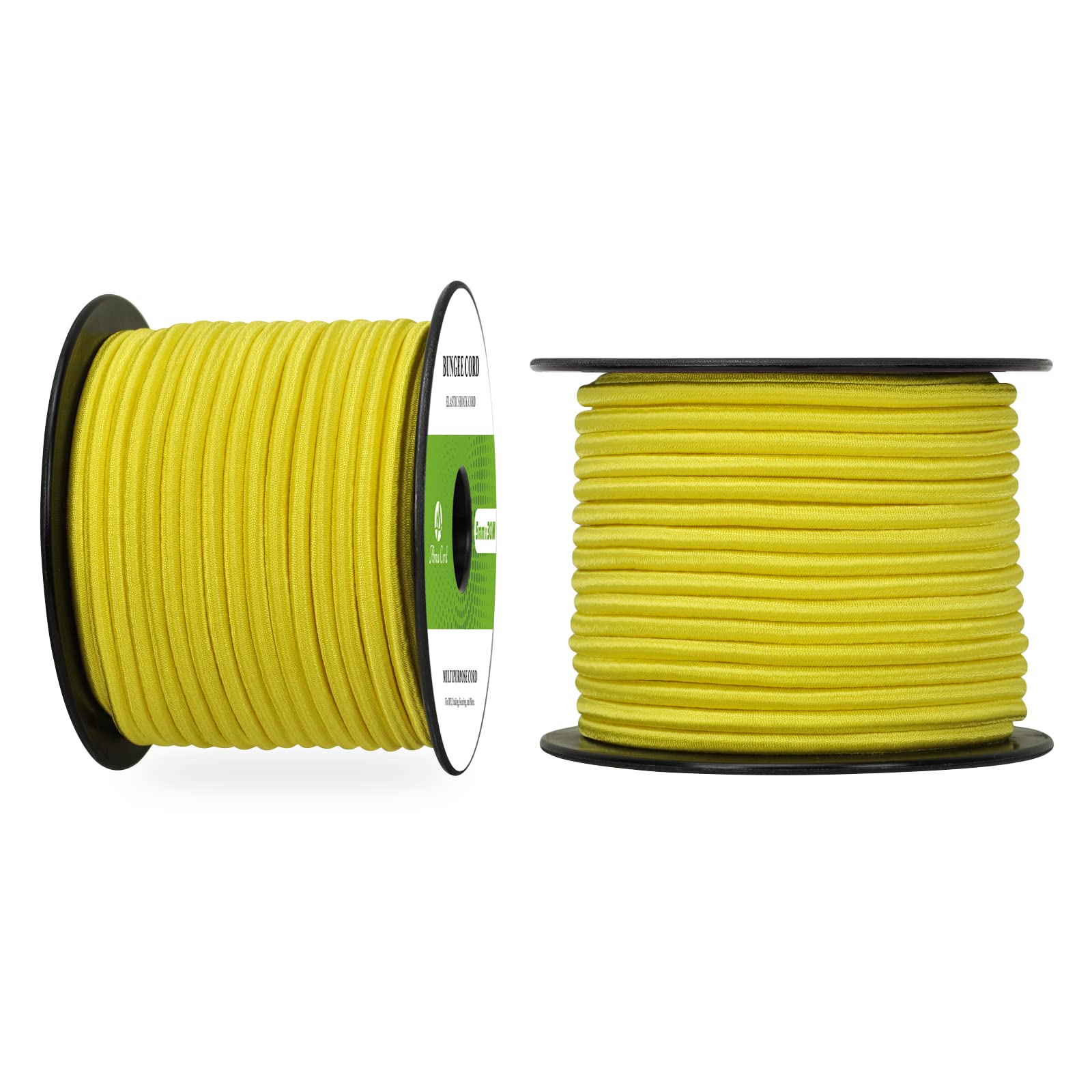 Abma Cord Bungee Cord 5mm 30M Elastic Shock Cord 100% Stretch Elastic Bungee Rope for Tarpaulin, Trailer, Backpack, Tent Pole, Kayak - Neon Yellow
