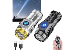 HABOHUSE German Three-Eyed Monster Mini Flash Super Power Flashlight, Thumb Flashlight Mini Flashlights, Multi-Functional Mini Pen Clip Flashlight Light Steel High Lumen Rechargeable Waterproof (2Pcs-a)