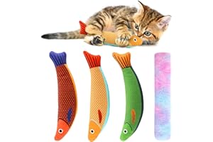 LOYEE Cat Toys 4 Pack Kitten Toys for Bored Indoor Cats Soft Plush Kitten Toy Cute Interactive Cat Chew Toys for All Breeds