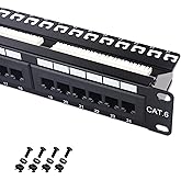 [UL Listed] Cable Matters 24 Port 10Gbps Cat6 Patch Panel with Support Bar | 1U, Rackmount or Wall Mount, 19-Inch, 10 Gigabit Ethernet, Compatible with 110 or Krone Impact Tools