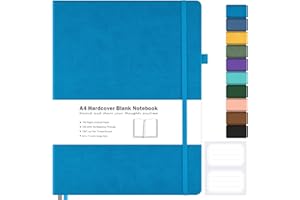MALEDEN Blank Notebook, Hardcover Sketch Book, 8.5" x 11" Large Blank Journal, No Bleed Thick Paper Sketchbook for Drawing Art, Unlined Notebook Journal for Women Men, A4 Leather Sketchbook, Lay Flat, Blue