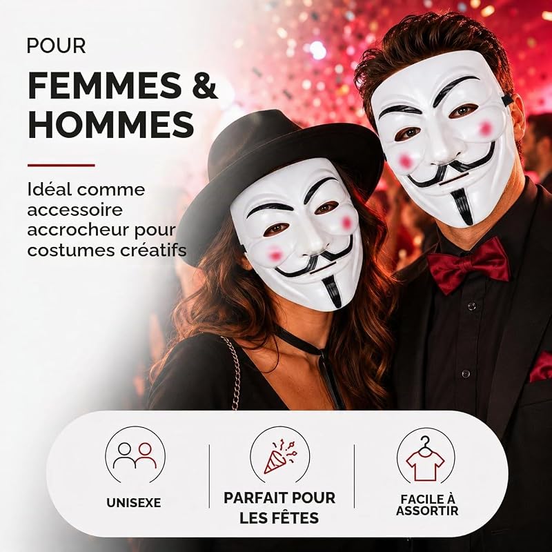 Masque Vendetta - Accessoires de déguisement pour hommes et femmes - pour le carnaval et les adultes — photo 3 sur 8