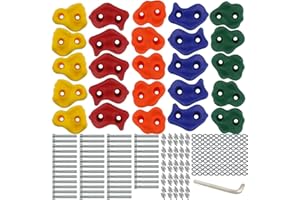 Ogrmar 25 PCS Rock Climbing Holds Set with Mounting Screws and Hardware for DIY Kids Indoor and Outdoor Play Set Use