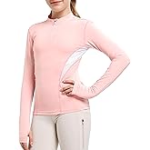 FitsT4 Sports Girls Long Sleeves Shirts Thumbhole English Horse Riding Shirt UPF50 Quick Dry Kids Equestrain Half Zip Jacket
