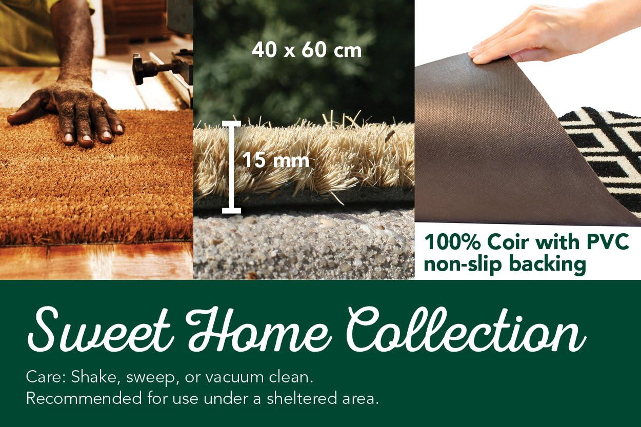 Entryways Nodus Non Slip Coir Doormat, Black, 40 cm x 60 cm x 15 mm, 40 x 60 cm (Rectangular) - Image 3