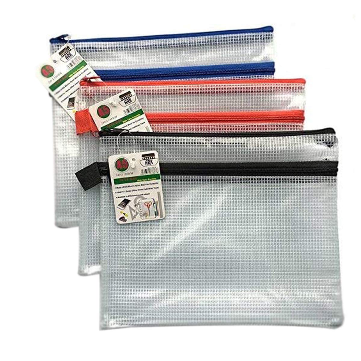 A5 Twin Pocket Tuff Bag School Storage Strong Pencil Pen Case Zip Wallet (230x 180mm) Single