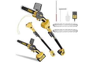 2-in-1 Mini Chainsaw & Cordless 6 Inch Pole Saw,21V 3Ah Battery Powered Brushless Electric Rotatable Pole Saw 15-Foot Max Rea