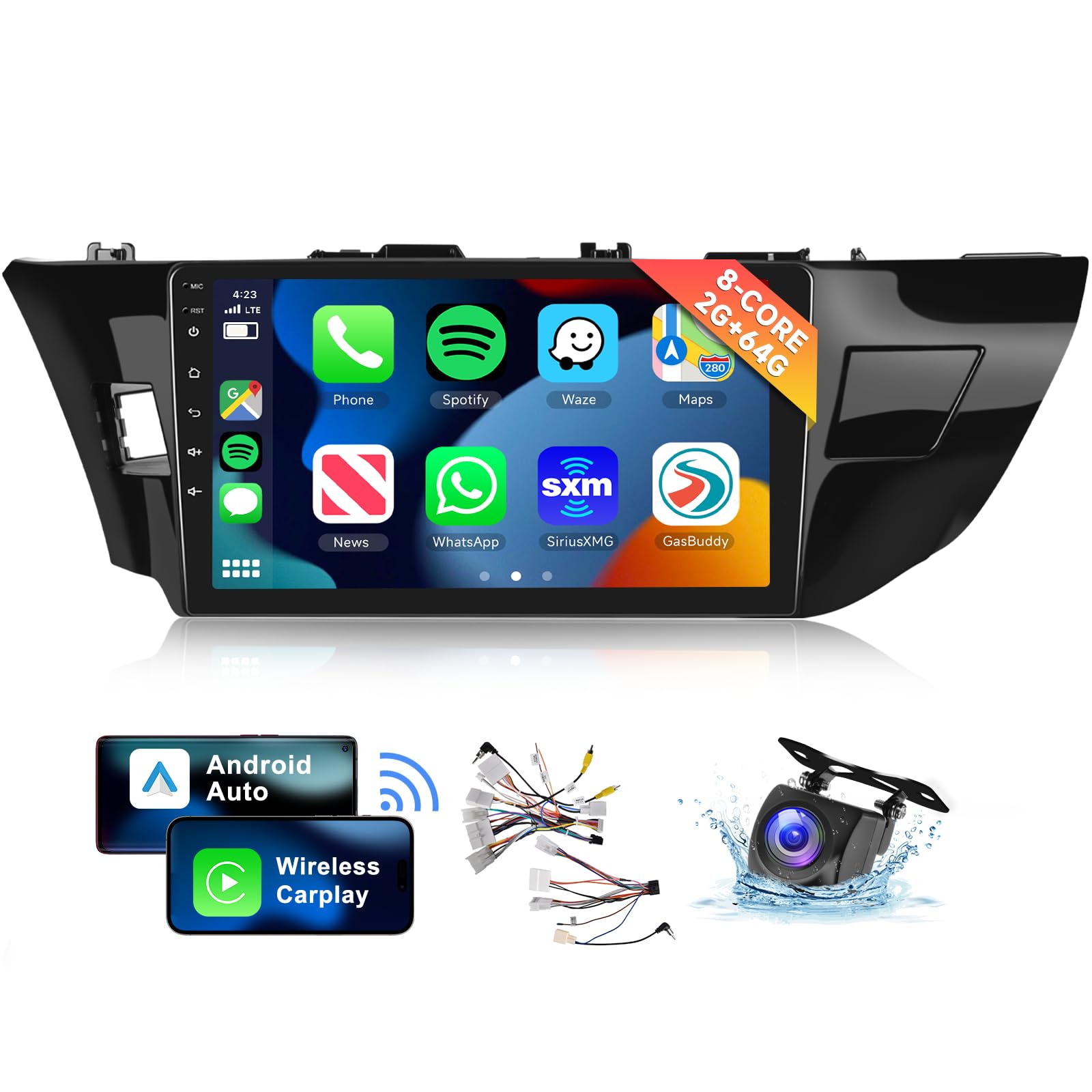 Photo 1 of [8 CORE 2G+64G] Car Radio for Toyota Corolla/for Toyota Levin 2014 2015 2016 2017 with Wireless Carplay/Android Auto, 10.1 Inch Android 13 Touch Screen Stereo, Bluetooth, GPS, WiFi, SWC, Camera1044388184
