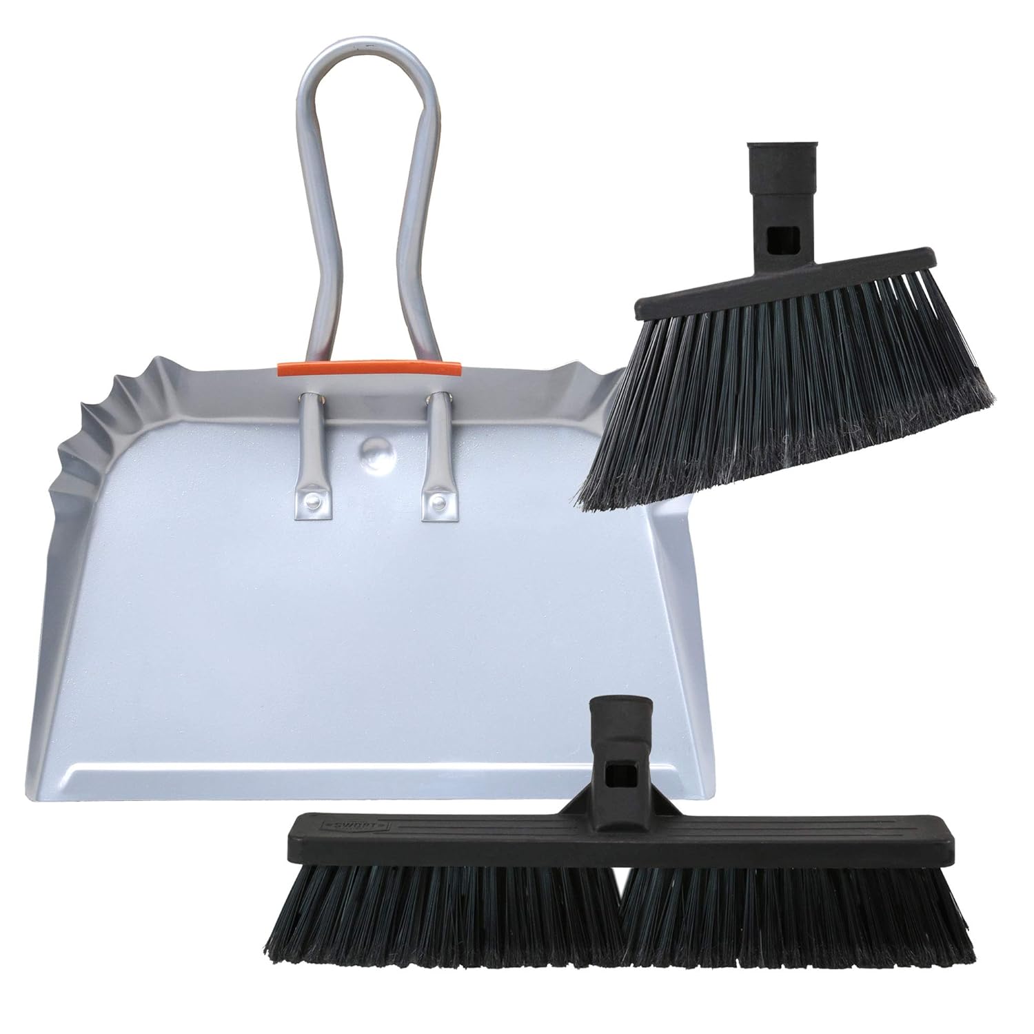 MultiSurface Broom Set Includes SWOPT Standard Angle Broom H Heads Only SWOPT 17” Steel Dust