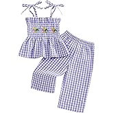 Kayotuas Toddler Girl Carnival Smocked Outfit Strap Tank Top Dress Pants Kid Girls Festival Party Clothes Fat Tuesday Outfits