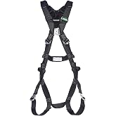 MSA V-Form Arc Flash Full-Body Harness, Black, Standard Size, Back D-Ring | Steel Hardware, Quick-Connect Leg Straps, Adjustable Torso, 400 Lb Weight Capacity, ANSI Z359.11, OSHA Compliant 10252212