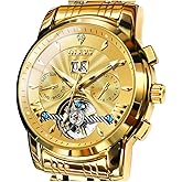 OLEVS Self Winding Watches for Men Automatic Mechanical Dress Tourbillon Stainless Steel Dual Calendar Waterproof Luminous Wrist Watch