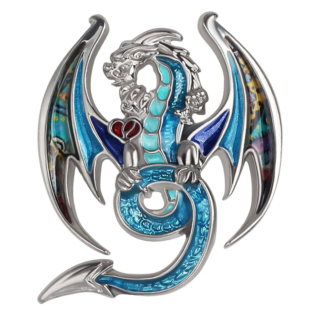 BONSNY Enamel Alloy Fantasy Dragon Brooch Dinosaur Pins Jewellery for Women Girls Scarf Clothing Accessories Gift (Blue)