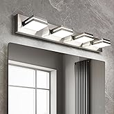 OKELI 4 Lights Bathroom Vanity Light Fixtures Brushed Nickel LED Dimmable Vanity Light Over Mirror Modern Wall Mounted Lighting Fixture, 350° Rotatable Lamp Head 32W Cold White 6000K ETL Listed