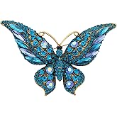 FEELMEM Crystal Rhinestone Butterfly Brooch Pin Blue Color Butterfly Brooches for For Women Wedding/Banquet/Birthday Party