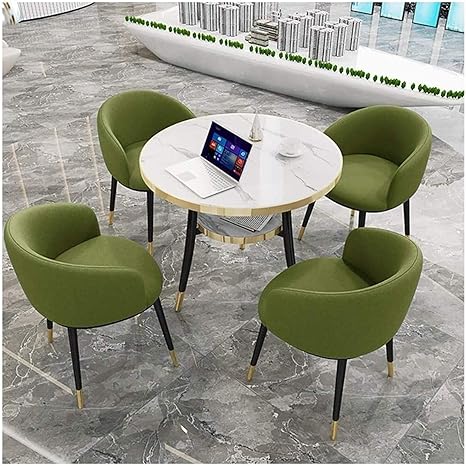 Amazon 耐久性のあるテーブルと椅子のセット 現代のミニマリストのテーブルと椅子セットのオフィスレジャーレセプション木製の小さな丸いテーブルホームバルコニーレストランのキッチンメタル Dyyd Color Green ダイニングテーブル オンライン通販