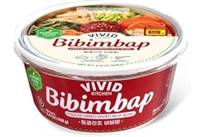 VIVID KITCHEN Freeze-Dried Bibimbap with Zero Sugar Sauce – Plant-Based Korean Meal – 3-Minute Microwave Bibimbap with 8 Vegetables – Lightweight, Portable Bowl (3.8oz / 108g) (1EA)