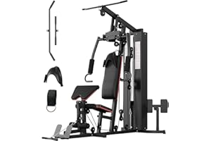 Multifunctional Workout Station, Home Gym Equipment for Full Body Training, Exercise Equipment with 150 Lbs Weight Stack, Pul