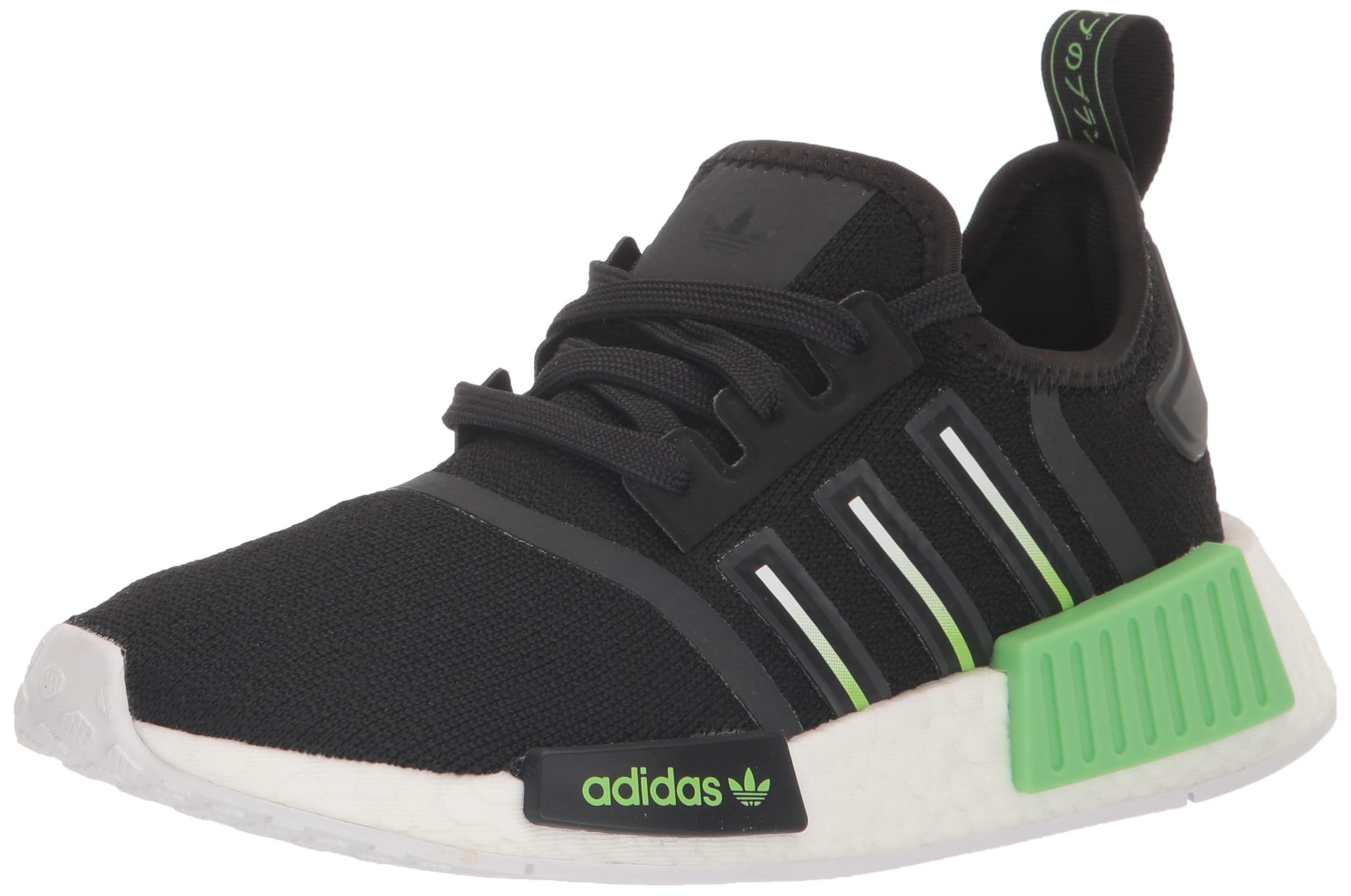 adidas Originals Unisex-Child NMD_R1 Core Black/Lucid Lime/White 5 Image