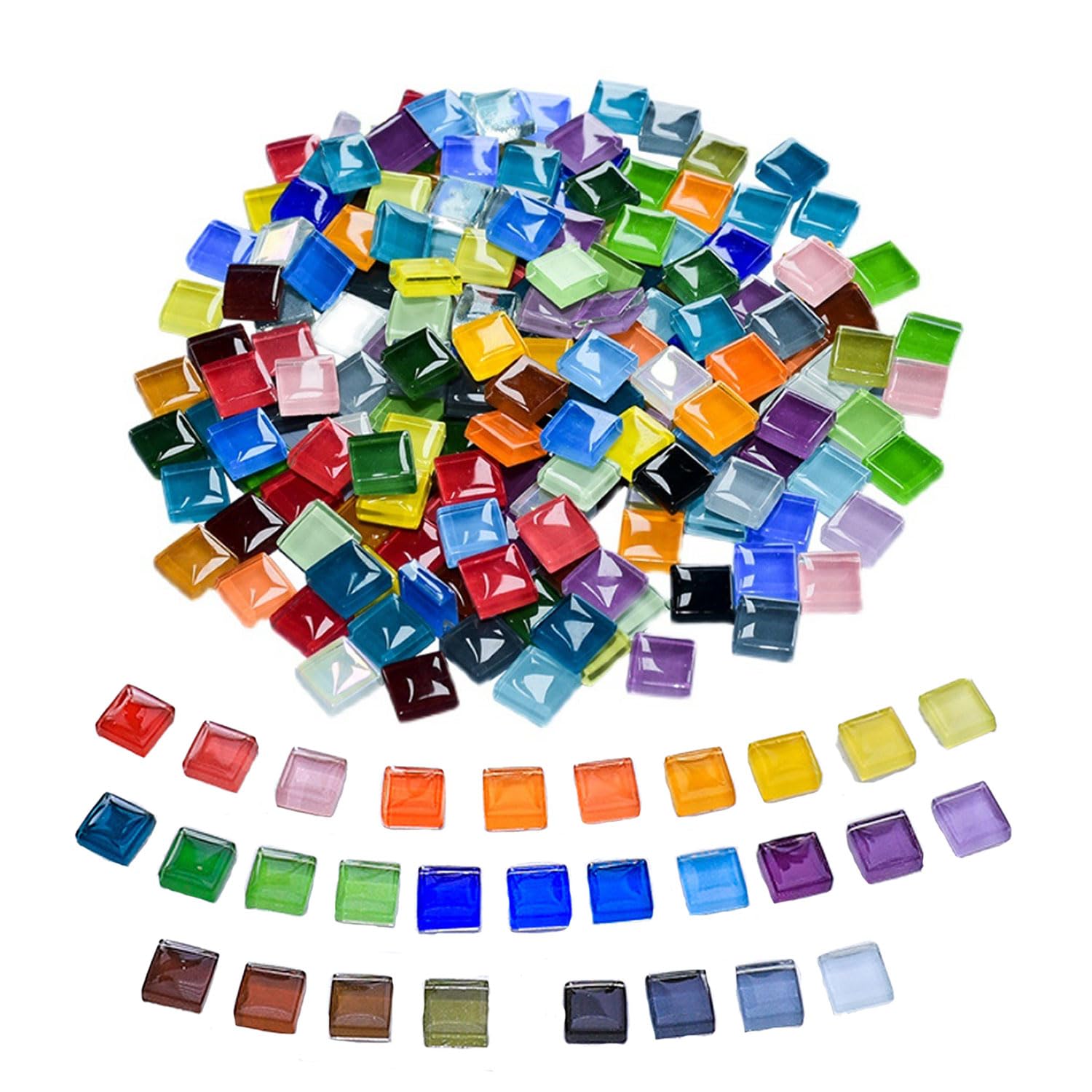 Photo 1 of 1100pcs Mixed Colors Glass Mosaic Tiles, DIY Mosaic Tiles for Crafts, 2.2lbs Crystal Stained Glass Tiles, Children Handmade DIY Art Craft Projects for Home Decoration