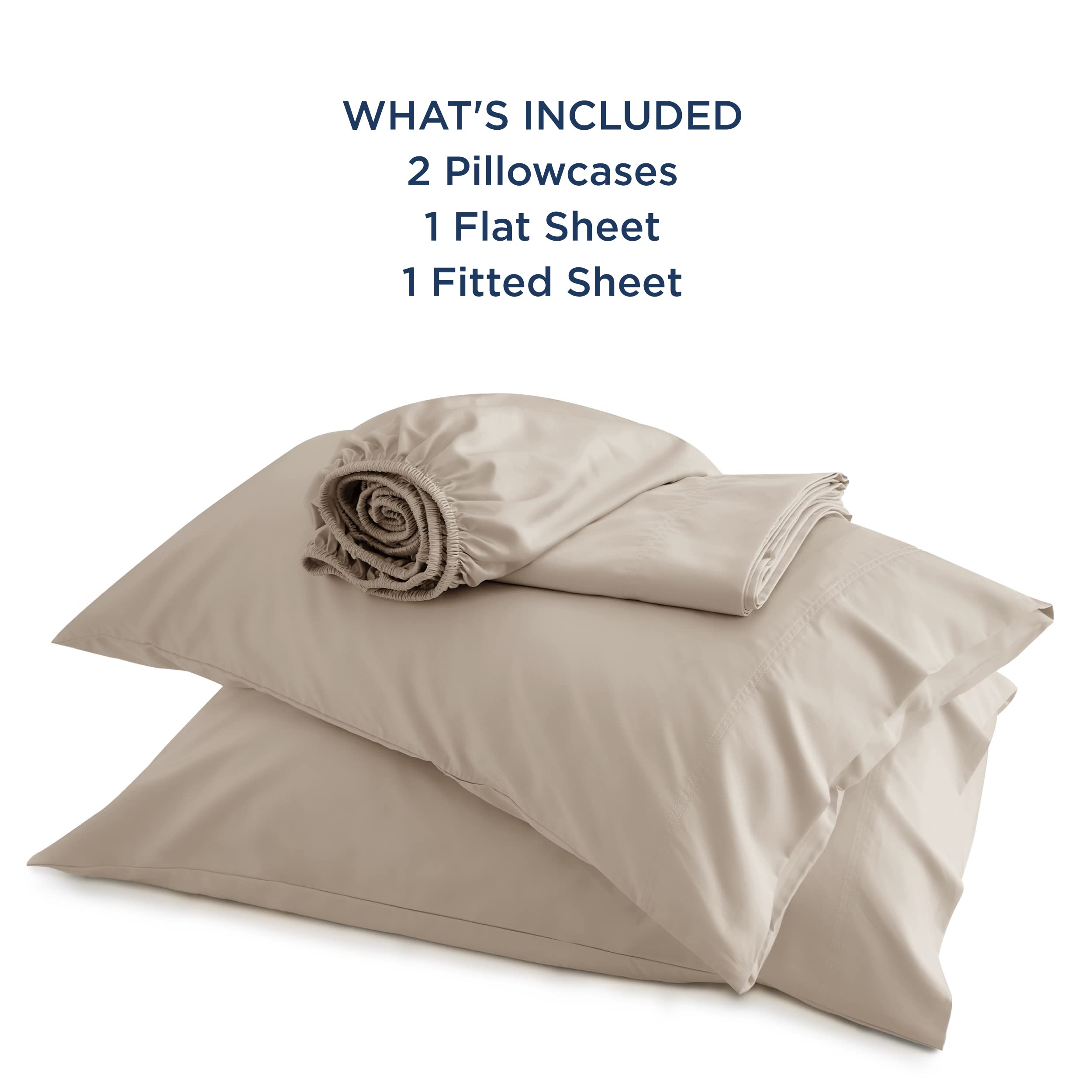 Bedsure King Size Sheets Set, Cooling Sheets for Hot Sleepers, Rayon Derived from Bamboo, Breathable & Soft, Deep Pocket Up to 16 Inches, Hotel Luxury Silky Bedding, Simply Taupe