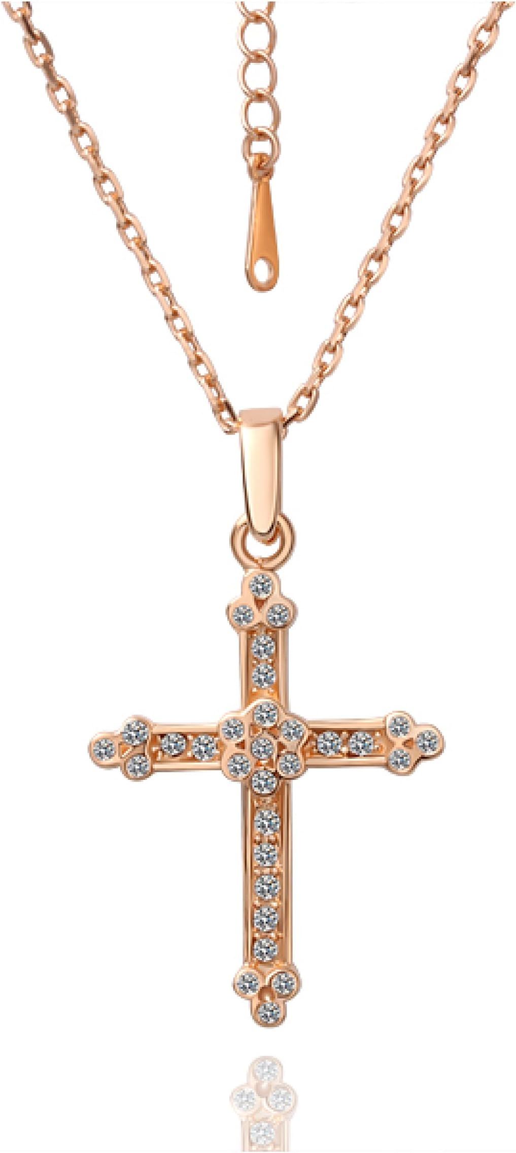 Crystal Rose Gold Cross Pendant Necklace