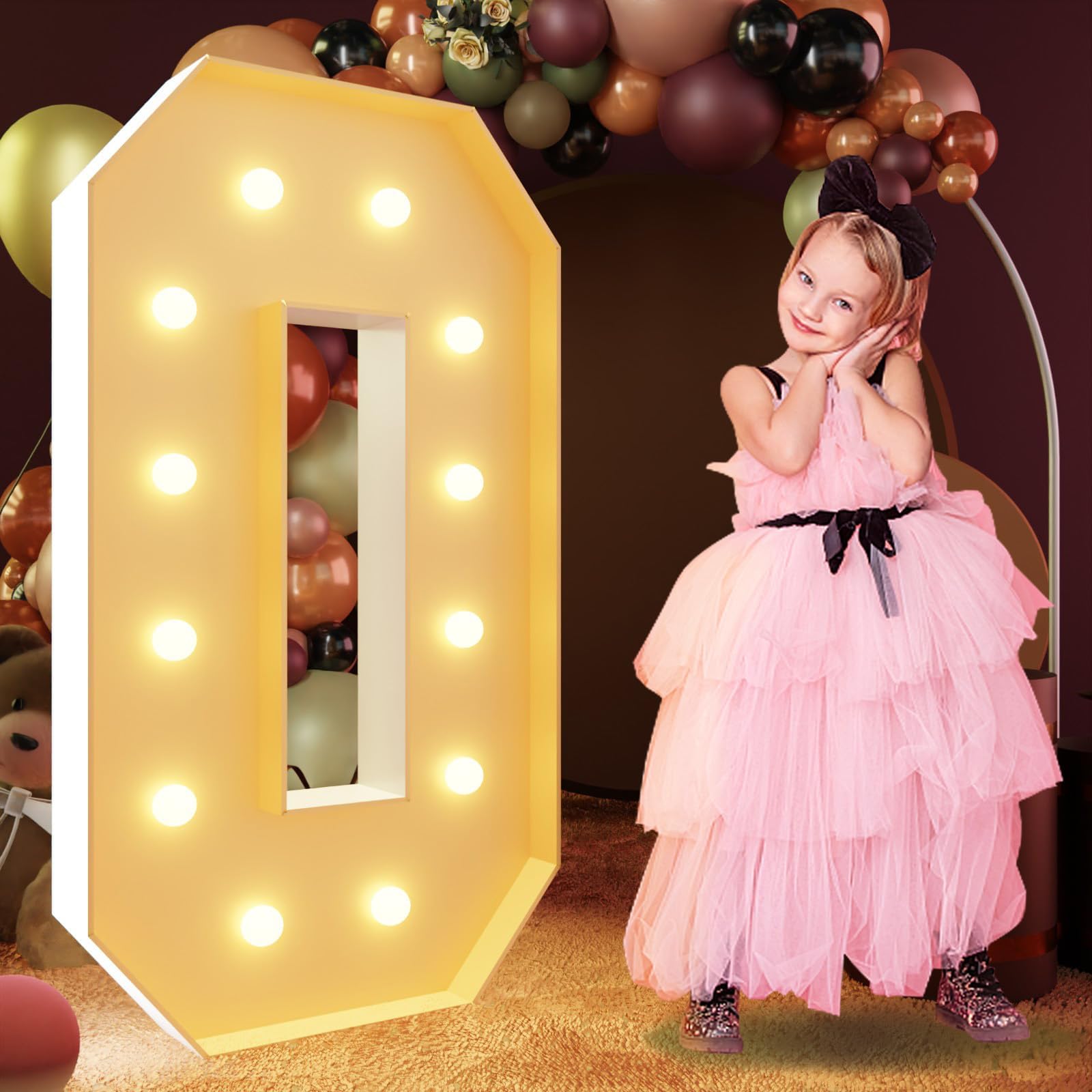 Photo 1 of imprsv 4FT Marquee Letter O, Modern Light-Up Foam Board Letters for All Ages, All Seasons Party Decor